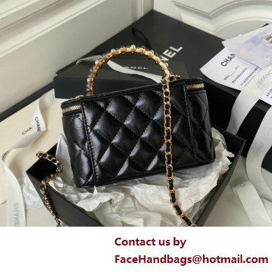 Chanel Shiny Crumpled Lambskin, Imitation Pearls & Gold-Tone Metal Clutch with Chain Bag AP3804 Black 2025